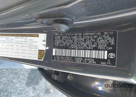 2010 Toyota Prius Iii from USA, damaged, VIN JTDKN3DU6A0176402